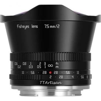 TTArtisan 7.5mm f/2 Fisheye Lens for Micro Four Thirds (M43 Mount) - APS-C, Black