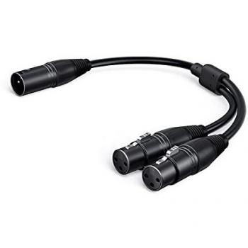 Cabo Divisor Y XLR CableCreation 3 Pinos Balanceado 0.3m Negro (Masculino a 2 Femeninos)