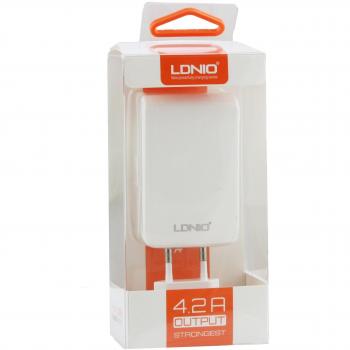 Ldnio® Medion MD99443 / Medion MD99448 8 Pulgada Tablet PC Blanca 4,2 Amp 4 USB Cuatro Puertos EU 2 Pin Cargador Rápido PaRojo Enchufe Adaptador
