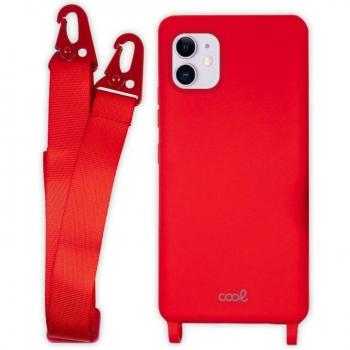 Funda de Silicona con Cinta Colgante Roja para iPhone 11