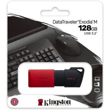 Kingston DataTraveler Exodia M 128GB USB 3.2 Gen 1 Type-A Flash Drive, Black/Red