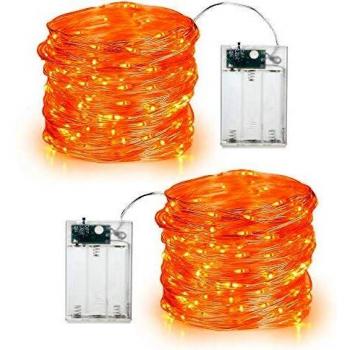 Guirnaldas Luminosas de Otoño, BrizLabs 2 Pack 6M 60 LED Luces de Acción de Gracias Habitacion Cadena de Luces Micro Interior con Pilas Alambre de Plata para Decoración Halloween Navidad Fiesta