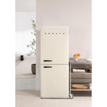 Frigorífico Combi Retro 401L No Frost Blanco con Maneta Negra 201cm