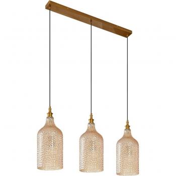 Lámpara colgante Lindby Drakar, 3 luces, ámbar, cristal, Ø 19,5 cm, Vintage en Blanco hecho de Vidrio e.o. para Salón & Comedor (3 llamas, E
