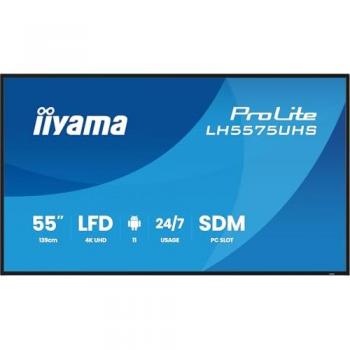 Pantalla de señalización digital iiyama ProLite LH5575UHS-B2AG - 55 (139,7 cm) LCD 4K UHD (3840x2160) con Android 11, Wi-Fi, brillo