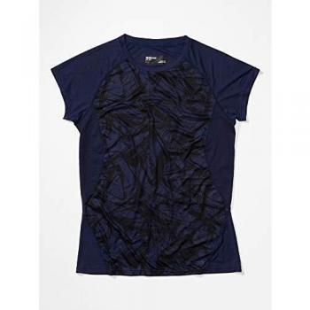 Marmot Wm's Crystal Short Sleeve Exterior De Manga Corta, Camiseta, Sudadera Deportiva, con Protección UV, Transpirable, Mujer, Arctic Navy Race Line, S