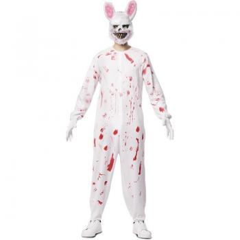 Disfraz de Conejo Zombie para hombre, incluye traje completo con detalles desgastados y manchados, máscara de conejo zombie, guantes y accesorios adicionales