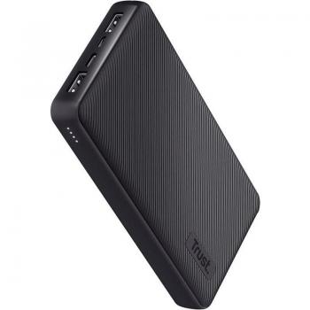 Trust Mobile Primo Batería Externa Carga Rapida 10000mAh, Power Bank Compacto Sostenible USB-C 3 A, 46 Horas Extra, 3 Entradas, iPad, Samsung, Xiaomi, Huawei, Airpods, Móvil, Tablet, Negro