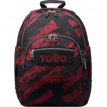 Mochila Escolar Totto Crayoles con Neceser Extraíble y Bolsa para Calzado - 20 Litros, Color Tiza Roja