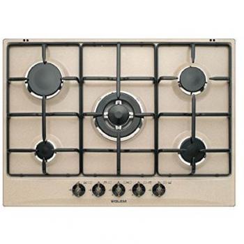 Piano de Cottura a Gas Glem GT755SA 70 cm 5 Fuochi Color Sabbia Integrado