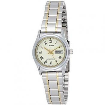 Casio Women's Silver Two-Tone Analog Watch with Cream Dial - LTP-V006SG-9BUDF