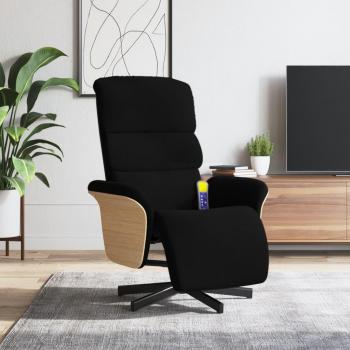 Sillón reclinable de masaje con tela de reposapiés negro