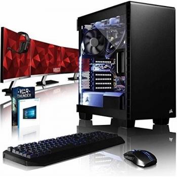 VIBOX Armageddon RM570-412 Paquet Gaming PC - 3,6GHz Intel i5 Quad Core CPU, Radeon RX 470, Extremo, Ordenador de sobremesa Gaming con enfriador por agua vale de juego, con monitor, Windows 10, Iluminaciàn interna blanco