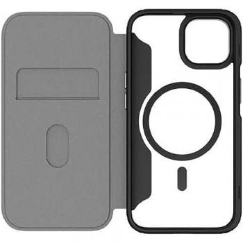 QDOS Hybrid Fold + Snap Wallet Case for iPhone 14/13 - Black/Clear, 6.1 inches