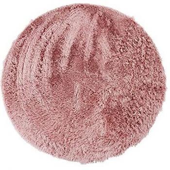 Alfombra Redonda Shaggy Neo Yoga Lavable de Microfibra Extra Suave Rosa Ø 90 cm