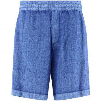 Burberry Men's Linen Casual Shorts with Drawstrings in Blue, Size Small