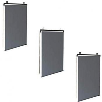 Juego de 3 estores enrollables gris antracita para pérgola (An.125 x Al.225 cm)