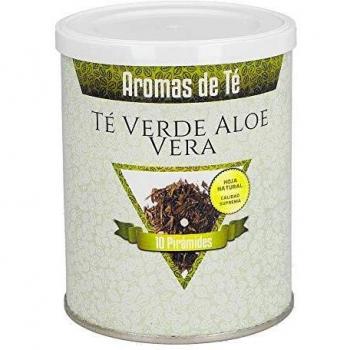 Aromas de Té - Té Verde de Aloe Vera en Bolsitas Efecto Digestivo y Aroma Fresco y Suave con Trozos de Piña Propiedades Protectoras de la Flora Intestinal, 10 Pirámides
