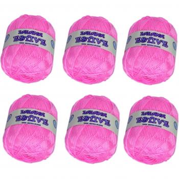 LA LANA ESTIVE 2213- PACK de 6 ovillos de 100grs cada uno para tejer. Color ROSA CLARO