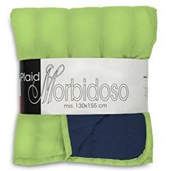 Elegant, Manta alcochada de Doble Cara BLU, 130x155cm, Verde Manzana/Azule Oscuro