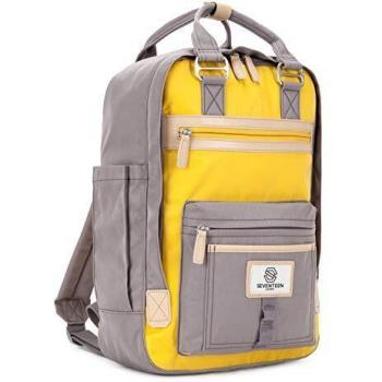 SEVENTEEN LONDON - Mochila 'Wimbledon' Moderna, Sencilla y Unisex con un Acabado Gris & Amarillo en el Estilo de una Mochila escandinava, computadora portátil de hasta 13