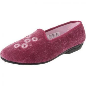 Zedzzz Women's Cathy Floral Embroidered Velour Slippers