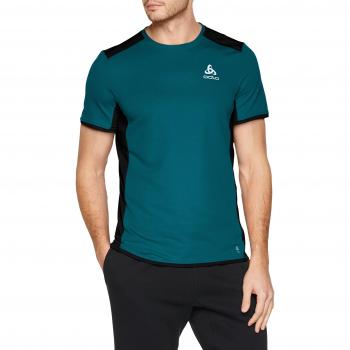 Odlo BL Top Crew Neck s/s OMNIUS Light Camiseta, Hombre, Deep Lagoon-Black, M