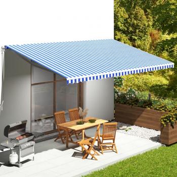 Tela de repuesto para toldo 6x3,5 m Color Azul y blanco Protección Rayos UV para Terraza Patio Exterior Jardín