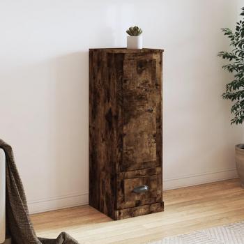 Aparador alto de madera multicapa en color roble humo, dimensiones 36x35,5x103,5 cm