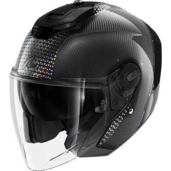 Shark RS Jet Carbon Ikonik Casco Jet - Negro Plata (M)