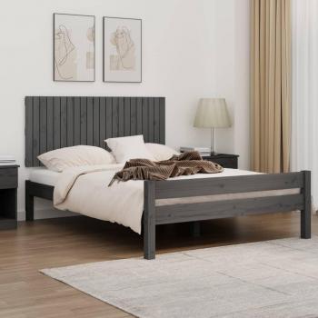 Cabecero de cama de pared gris 140x3x60 cm madera maciza de pino