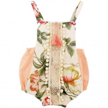 Bebé recién nacido Bebé Niño de una sola pieza Jumpsuit Rompers Jumpsuit Outfits ropa sin mangas Backless con patrones de flores impresas para 0-6 meses,L