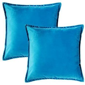 Bedsure Funda Cojin 45 x 45 Azul Celeste - Juego de 2 Fundas Cojines Decorativas de Terciopelo, Muy Suave, Funda de Almohada Cuadrada para Sofá, Dormitorio y Sala de Estar, con Cremallera