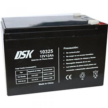 DSK, Batería Plomo Acido 12V 12 Ah, Ideal Para Alarmas Hogar, Juguetes Eléctricos, Cercads, Balanzas, Negro