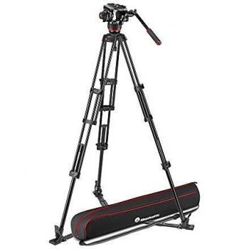 Kit de video Manfrotto con trípode de aluminio Twin y rótula 504X, estabilizador ras de suelo