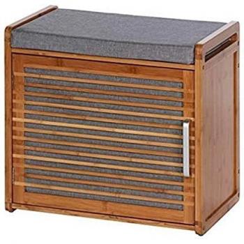 Banc Armoire para Zapatos Bahari de Bambú con Asiento, 50x45x33 cm, Capacidad para 4 Pares - Gris y Marrón