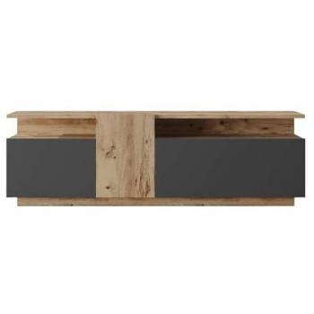 Mueble de TV Moderno Elais Rebecca 46,5x150x29,5 Tablero de Partículas Roble Claro y Gris Oscuro