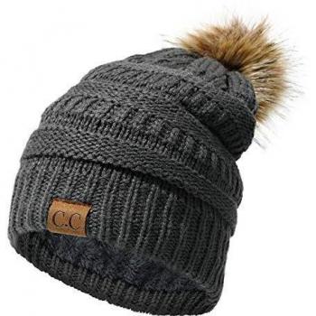 EXTSUD Gorro de Invierno para Mujeres, Gorros de Punto para Mujeres Sombrero Invierno con Forro Polar de Doble Capa para Mujeres