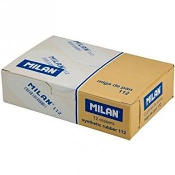 Caja de 12 Gomas MILAN ovales lengua de gato con celofan 8 color blanco y 4 rosas