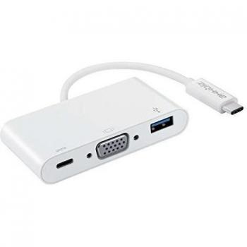 Axxbiz CableBiz-C012W, USB 3.1 Tipo C a VGA Multiport adaptador - Resolucón hasta 1920x1200 - 3 in 1 puerto