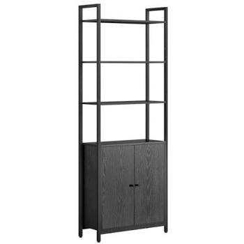 Estantería Vertical con 6 Estantes y Armario Inferior, Estructura de Acero, Estantes Ajustables, Dimensiones 24x60x159.5 cm, para Salón o Dormitorio, disponible en Marrón