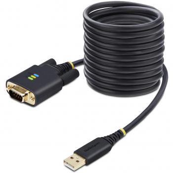 StarTech.com 10ft (3m) USB to Serial Adapter Cable COM Retention Interchangeable Screws/Nuts USB-A to DB9 RS232 FTDI IC ESD Protection Windows/macOS/Linux
