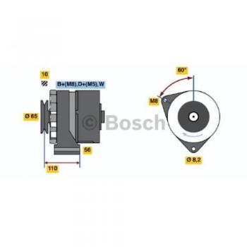 Alternador BOSCH 0 986 038 090 14V 90A para Volkswagen Golf 2, Transporter 3 y Audi 80 B3/B2/90 B3