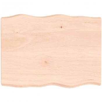 Mesa de comedor de madera maciza de roble sin tratar con bordes naturales, dimensiones 80x60x(2-6) cm