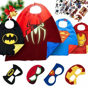 LAEGENDARY Disfraces de Superhéroes para Niños - Regalos de Navidad para Niños - 4 Capas y Máscaras - Logo Brillante de Spiderman - Juguetes para Niños y Niñas