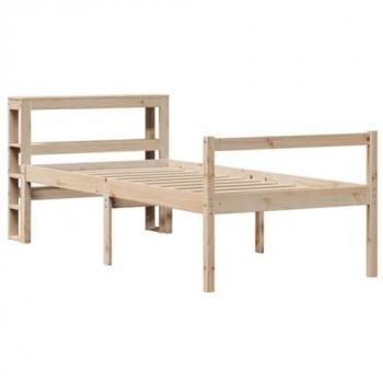 Cama para Personas Mayores con Cabecero de Madera Maciza de Pino 75 x 190 cm
