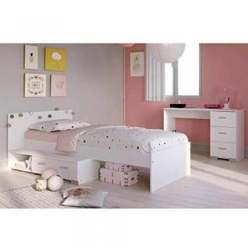 Habitación infantil completa 2 piezas - Cama + Escritorio - Estilo Esencial - Blanco