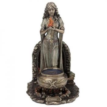 Figura Diosa Brígida de Resina y Bronce Signes Grimalt By SIGRIS, 23x14x17cm, Gris, Decoración Original