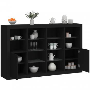 Aparador con luz LED 3 pzas madera de ingeniería negro vidaXL, Mueble de Almacenaje de Salón, Armarios con Puertas, Cajón de Madera, Buffet para salón Moderno, Armario Auxiliar,