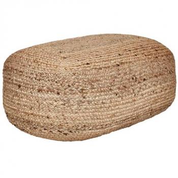 Cojín de suelo boho de yute con bolas de EPS 70 x 40 x 20 cm color beige Isarda